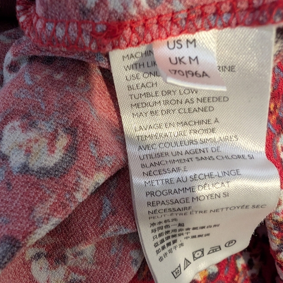 💘 Free People Say Hello Floral Mini Dress Long Sleeve Keyhole Red Ruffle Cuff - Picture 8 of 9